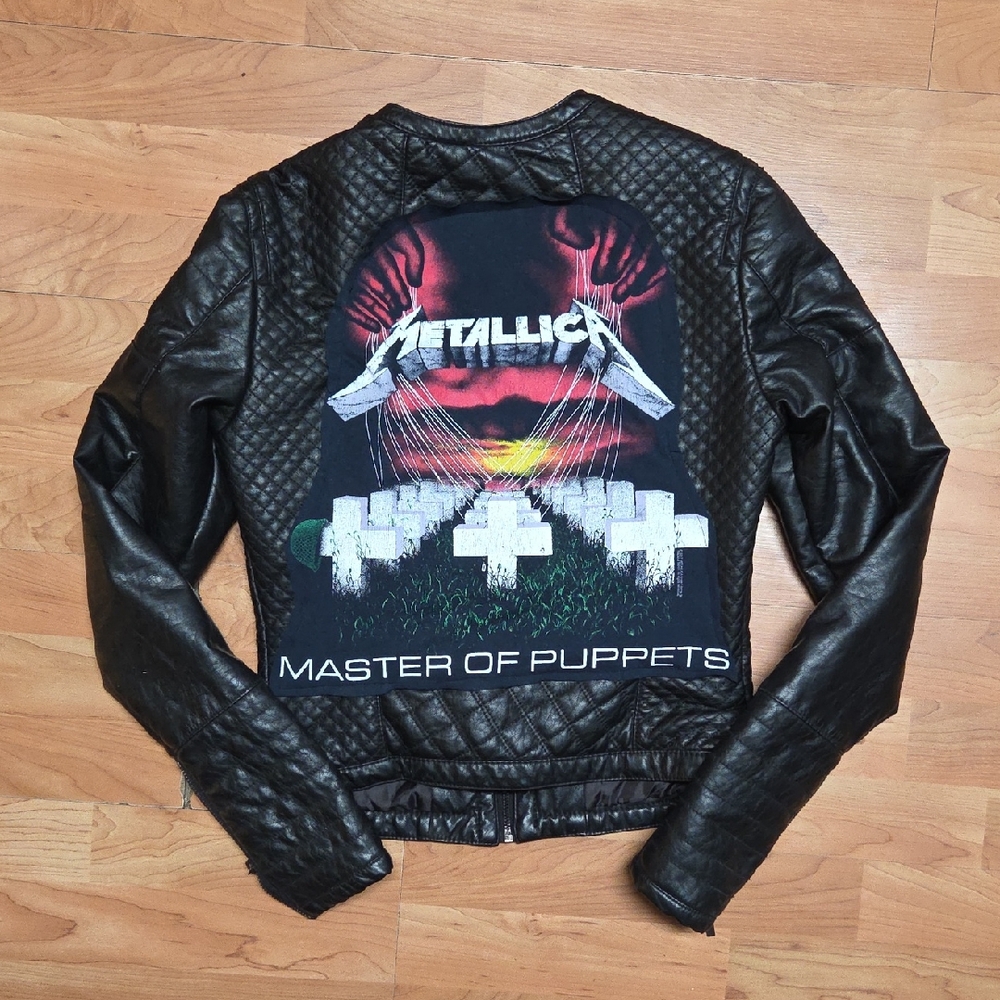 Metallica Master Of Puppets Upcycled Faux Leather Jacket
